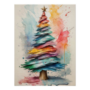 Weihnachtsbaum von Pastel: Abstrakte Ölmalerei Poster
