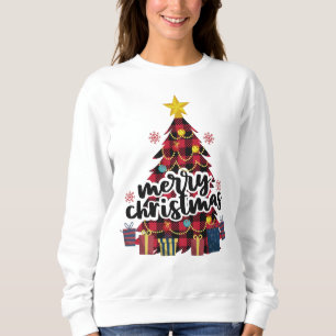 Weihnachtsbaum von Rot und Schwarz Buffalo Kariert Sweatshirt