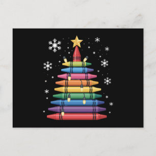 Weihnachtsbaum Wachsmalstift Kunst Lehrer Schule X Feiertagspostkarte