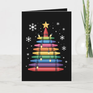 Weihnachtsbaum Wachsmalstift Kunst Lehrerin Schule Karte