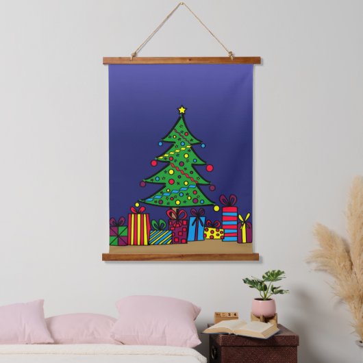 Weihnachtsbaum Wandteppich Mit Holzrahmen (Schlafzimmer)