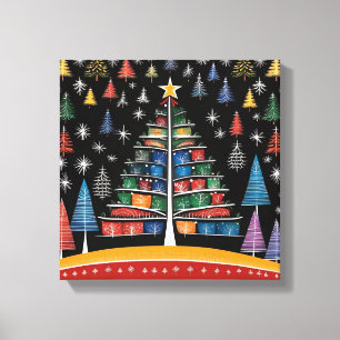 Weihnachtsbaum Warli Kunstgeflecht Leinwand drucks