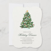 Weihnachtsbaum Wasserfarbe Abendessen Party Einladung (Vorderseite)