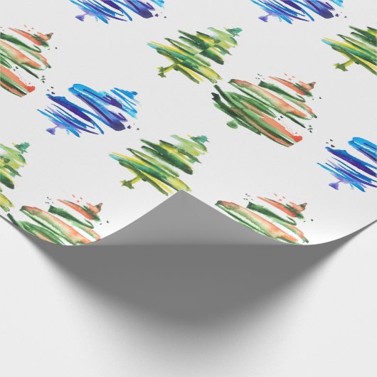 Weihnachtsbaum Wasserfarbe Abstrakte Kunst Geschenkpapier (Ecke)