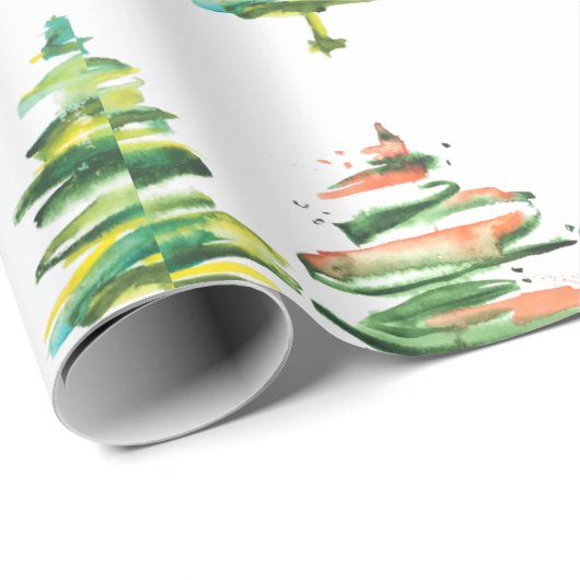 Weihnachtsbaum Wasserfarbe Abstrakte Kunst Geschenkpapier (Rolleneckpunkt)