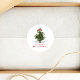 Weihnachtsbaum Wasserfarbe Einfach nach Maß Runder Aufkleber