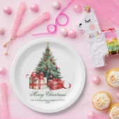 Weihnachtsbaum Wasserfarbe Elegantes Skript Pappteller (Party)