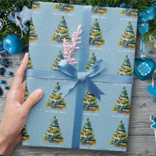 Weihnachtsbaum Wasserfarbe Fröhlich Lustig Glückli Geschenkpapier