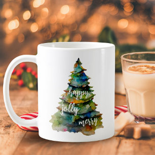 Weihnachtsbaum Wasserfarbe Fröhliche Lustige Glück Kaffeetasse