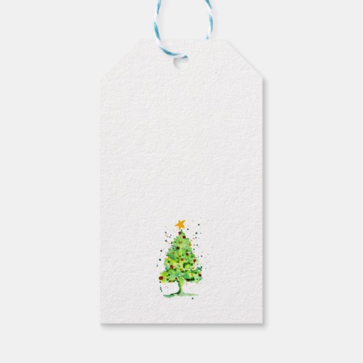 Weihnachtsbaum Wasserfarbe Geschenkanhänger (Rückseite)