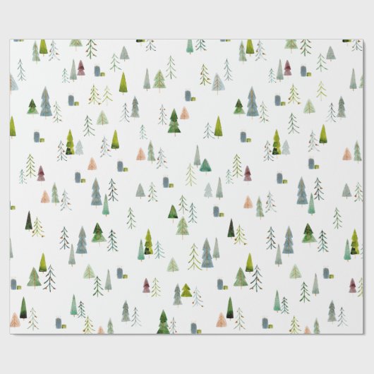 Weihnachtsbaum Wasserfarbe Geschenkpapier (Flach)