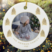 Weihnachtsbaum Wasserfarbe Golden Family Foto Keramik Ornament