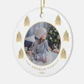 Weihnachtsbaum Wasserfarbe Golden Family Foto Keramik Ornament (Links)