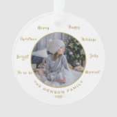 Weihnachtsbaum Wasserfarbe Golden Family Foto Ornament (Vorderseite)