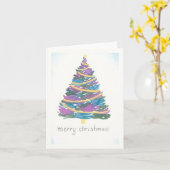 Weihnachtsbaum Wasserfarbe - Goldene Garland Karte (Gelbe Blume)