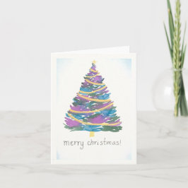 Weihnachtsbaum Wasserfarbe - Goldene Garland Karte