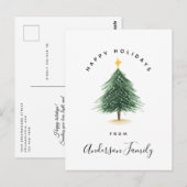 Weihnachtsbaum Wasserfarbe Happy Holidays Grüße Postkarte (Vorne/Hinten)