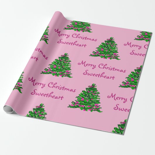 Weihnachtsbaum Wasserfarbe Illustration Costomize Geschenkpapier (Ungerollt)