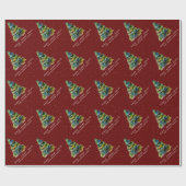 Weihnachtsbaum Wasserfarbe Merry Jolly Red Geschenkpapier (Flach)