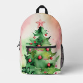 Weihnachtsbaum Wasserfarbe Monogram Feiertag Bedruckter Rucksack (Vorderseite)