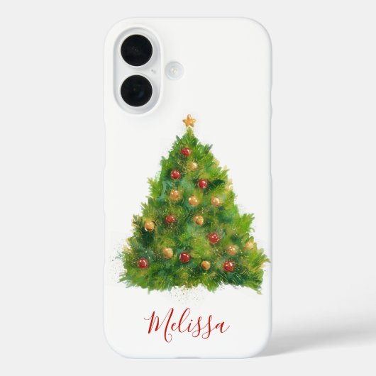 Weihnachtsbaum Wasserfarbe Name Case-Mate iPhone Hülle (Rückseite)
