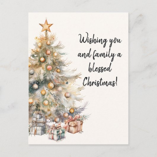 Weihnachtsbaum Wasserfarbe Postkarte (Vorderseite)