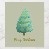 Weihnachtsbaum Wasserfarbe Weinetikett (Einzelnes Label)