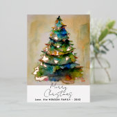 Weihnachtsbaum Wasserfarben Kunsterlebniskarte Folieneinladung (Stehend vorne)