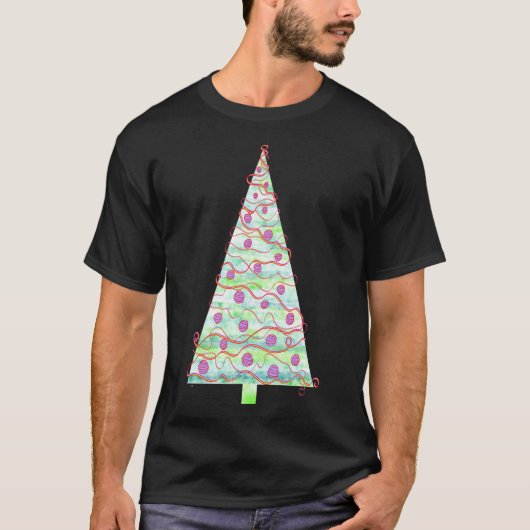 Weihnachtsbaum Wasserfarben Licht Delikate Minze G T-Shirt (Vorderseite)