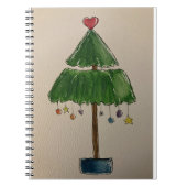 Weihnachtsbaum Wasserfarben Malerei Foto Notizblock (Vorderseite)