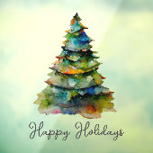 Weihnachtsbaum Wasserfarben Pine Happy Holiday Fensteraufkleber (Blatt 3)