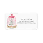 Weihnachtsbaum Wasserfarben Schneeglobe Adressaufkleber (Vorne)