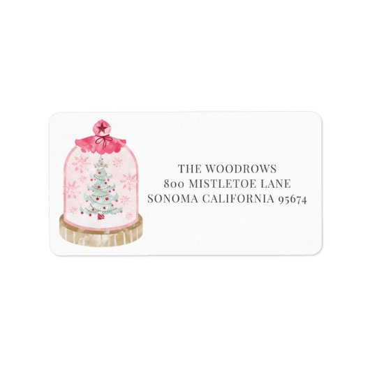 Weihnachtsbaum Wasserfarben Schneeglobe Adressaufkleber (Vorne)