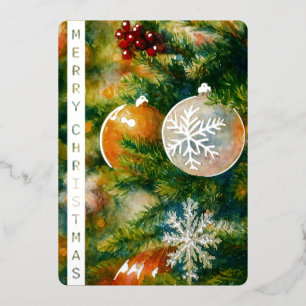 Weihnachtsbaum-Wasserfarben-Silber-Grußkarte Folieneinladung