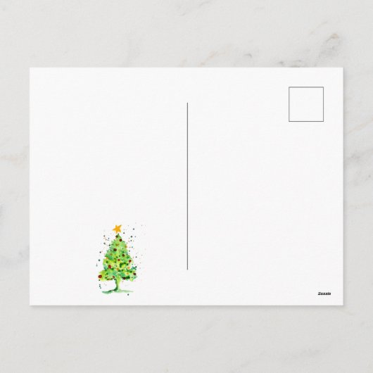 Weihnachtsbaum Wasserfarbener Urlaub Postkarte (Rückseite)