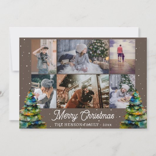 Weihnachtsbaum Wasserfarbenfamilie 6 FotoCollage (Vorderseite)