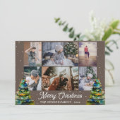 Weihnachtsbaum Wasserfarbenfamilie 6 FotoCollage (Stehend Vorderseite)