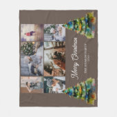 Weihnachtsbaum Wasserfarbenfamilie 6 FotoCollage Fleecedecke (Vorderseite)