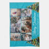 Weihnachtsbaum Wasserfarbenfamilie 6 FotoCollage Geschirrtuch (Vertikal)