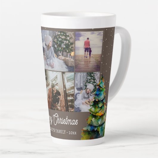 Weihnachtsbaum Wasserfarbenfamilie 6 FotoCollage Milchtasse (Rechte Ecke)