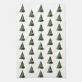 Weihnachtsbaum Wasserfarbenmuster Urlaub Geschirrtuch (Vertikal)