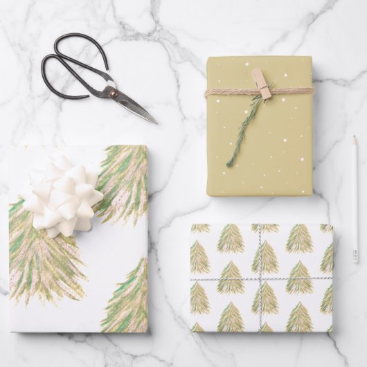 Weihnachtsbaum Wasserfarbenurlaub Geschenkpapier Set (Vorderseite)