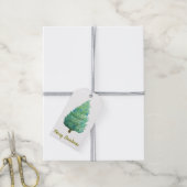 Weihnachtsbaum Watercolor Geschenkmarke Geschenkanhänger (Mit Garn)
