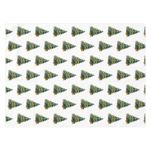 Weihnachtsbaum Watercolor Muster Urlaub Tischdecke (Vorderseite (Horizontal))