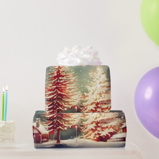 Weihnachtsbaum Watercolor Wrapping Paper Geschenkpapier (Partygeschenke)