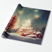 Weihnachtsbaum Watercolor Wrapping Paper Geschenkpapier (Ungerollt)