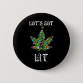 Weihnachtsbaum Weed Leaf Pot Thc Geschenk T-Shirt Button (Vorderseite)