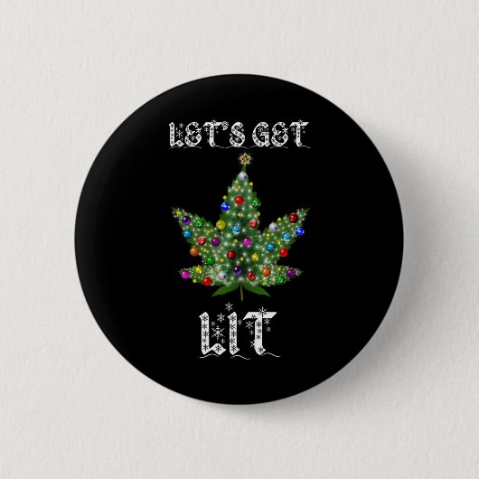 Weihnachtsbaum Weed Leaf Pot Thc Geschenk T-Shirt Button (Vorderseite)