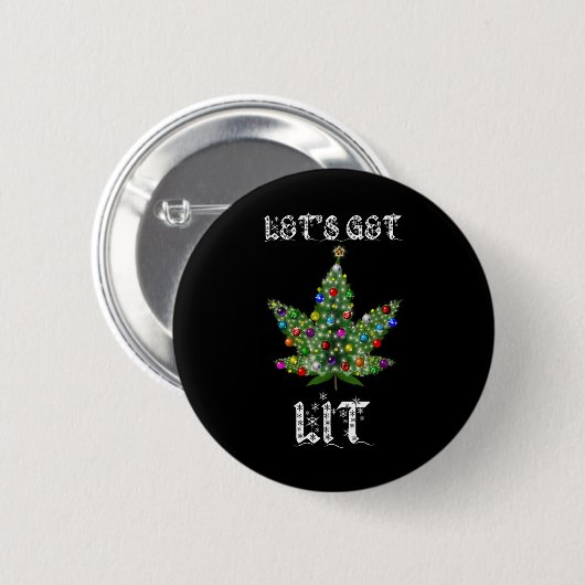 Weihnachtsbaum Weed Leaf Pot Thc Geschenk T-Shirt Button (Vorne & Hinten)