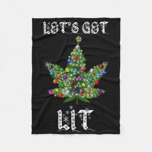 Weihnachtsbaum Weed Leaf Pot Thc Geschenk T-Shirt Fleecedecke (Vorderseite)